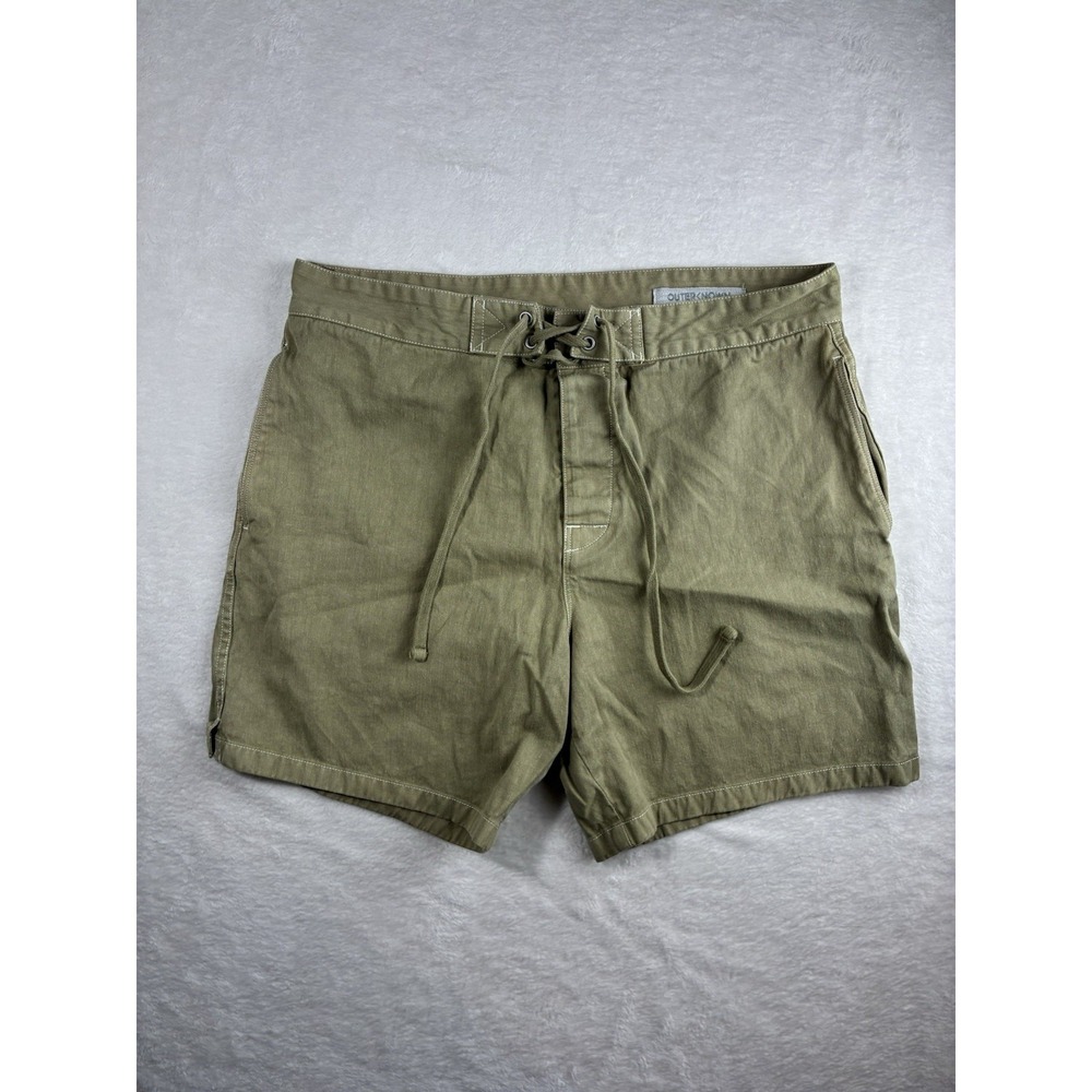 Outerknown Board Shorts Mens 33 Cotton Hemp Shorts Trunk Tan Surf Beach